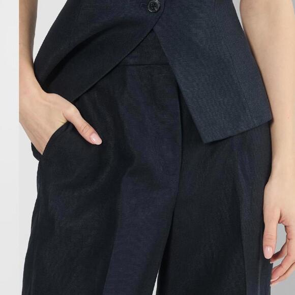 NWT Aritzia The Limitless Linen Wide Leg Pants in Dark Night Navy Women’s size 8 - Picture 13 of 15